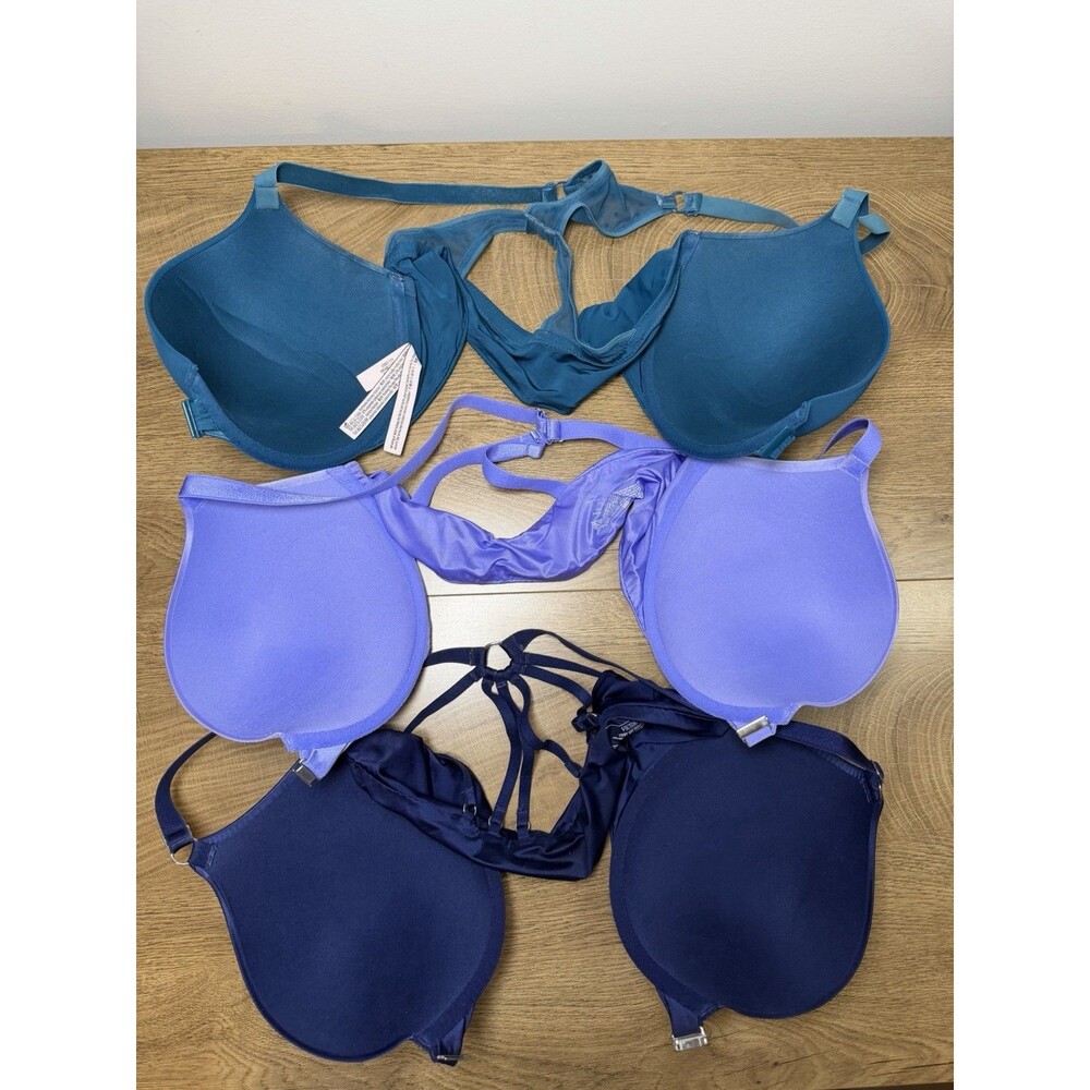 Victoria’s Secret 38D 3 Pc Bra Lot Turquoise/ Purple / Navy - Picture 4 of 7